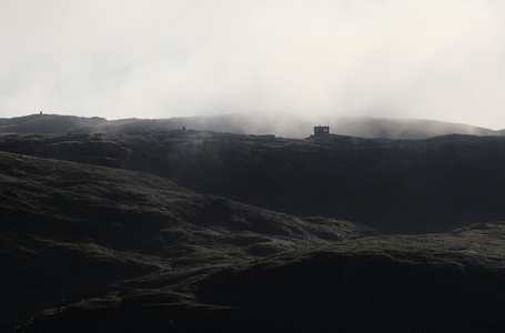 There is a hiker in this picture.